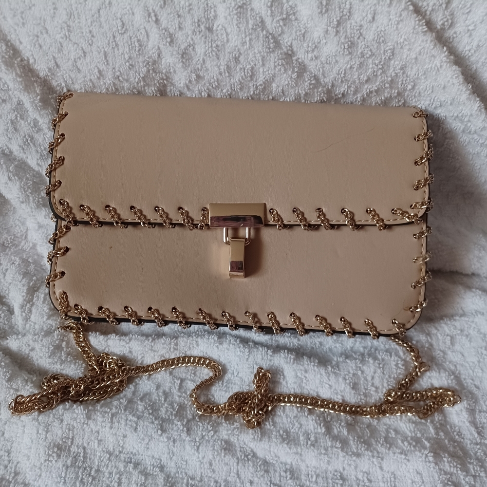Zara small leather/chain crossbody bag